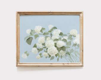 Vintage Hydrangea Watercolor Art Print – Floral Wall Decor