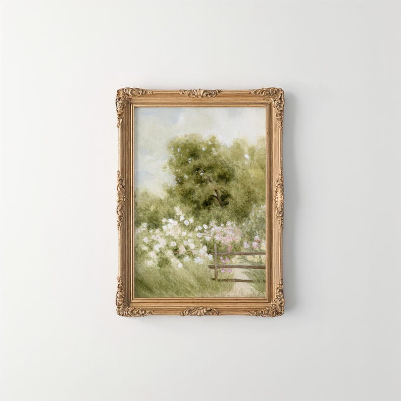 Vintage Garden Landscape Art Print - Countryside Scene - Etsy