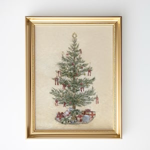 Weihnachtsbaum Aquarell Druck - Weihnachtswandkunst - Vintage Weihnachtsmalerei