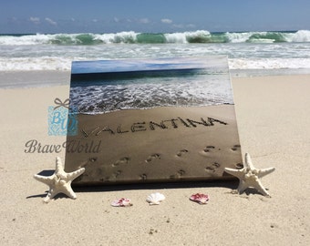 Personalised Name Canvas Print, Personalised Gift, Personalised Name Gift, Personalised Beach Theme Gift, Name Written On Beach Sand
