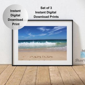 Familia Family Instant Digital Download Print, Set of 3 Digital Prints, Beach Decor, Family Beach Print, Beach Themed, Printable Wall Art