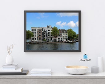 Amsterdam City Print, Travel Wall Art, Amsterdam Photograph, Netherlands Photography, Floating Homes Print, Amsterdam Canal Houses, Home Art