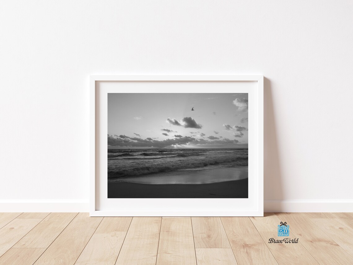 Black and White Beach Sunset Print Beach Home Decor Love - Etsy Australia