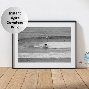 Schwarz-Weiß-Surf-Instand-Digital-Download-Druck, Yallingup Western Australia, Surfer, Surf-Druck, Surf-Fotografie, Surf-Kunst