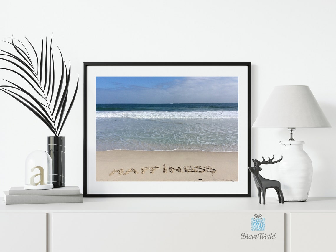 Happiness Print Happiness Wall Art Happiness Beach Print Etsy