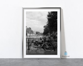 Black and White Bicycle Print, Amsterdam Bike Print, Netherlands, Black and White, Bicycle Poster, Amsterdam Bicycle Print, Bike, Bicycle