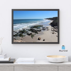 Burns Beach Western Australia Photograph Print, Coastal, Beach Decor, Beach Theme Gift, Beach Rocks, Beach Wall Art, Home Office