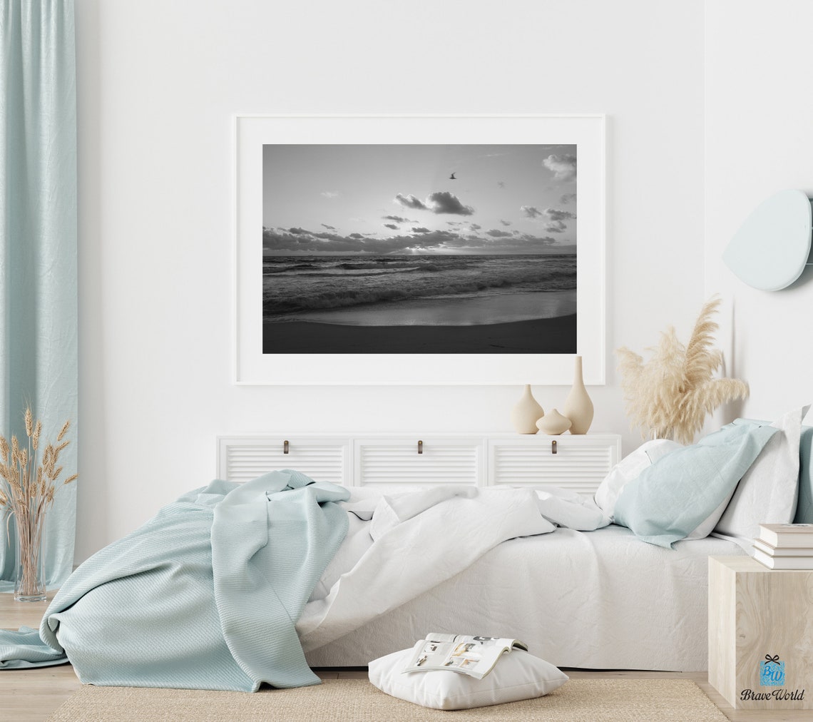 Black and White Beach Sunset Print Beach Home Decor Love - Etsy Australia