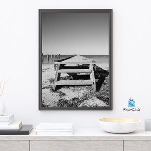 Black and White Jetty Print, Rottnest Island Western Australia Photograph Print, Nautical, Coastal, Jetty Print, Thomson Bay, Wooden Pier