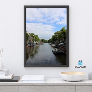 Amsterdam Canal Photograph Print, The Netherlands, Canal Houses, Dutch, Holland, House Boats, Amsterdam Canal, Amsterdam City Print, Travel