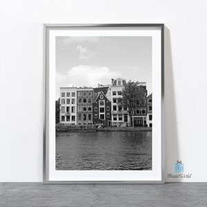 Black and White Amsterdam Print, Netherlands, Dutch Architecture, Amsterdam Gifts, Canal Houses, Dutch, Holland, Black and White, Home Decor