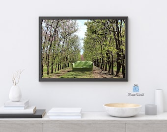 Green Couch Print, Green Wall Art, Home Decor, Lost in Nature, Green Trees, Green Decor, Tree Tunnel, Orchard, Green Couch Photo, Garden