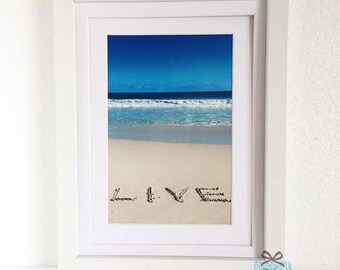 Live Photo Print, Beach Theme, Live Love Laugh, Beach Decor, Live Word Written on Beach Sand, Live Wall Art Print, Beach Photography, Faith
