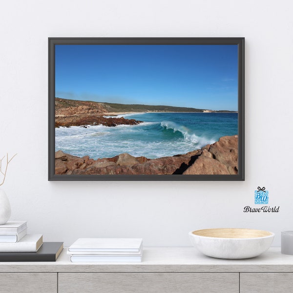 Injidup Bay Yallingup Western Australia, Margaret River, Beach Home Decor, Coastal Print, South West Coast, Ocean Print, Waves Crashing