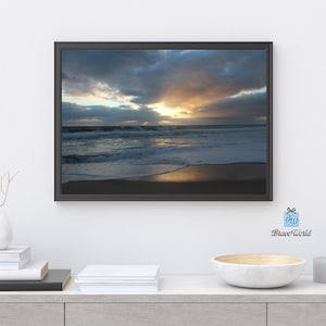 Beach Sunset Sun Rays Scarborough Western Australia Photograph Print, Beach Sunset Picture, Waves Crashing, Beach Theme, Beach Decor