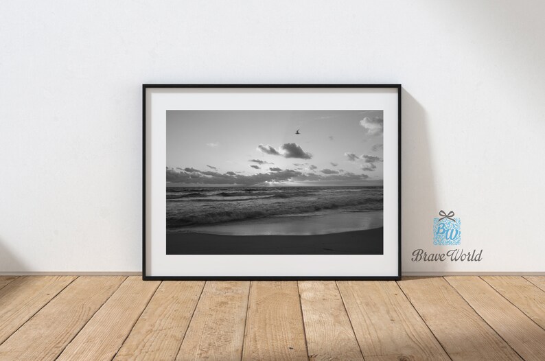 Black and White Beach Sunset Print Beach Home Decor Love - Etsy Australia