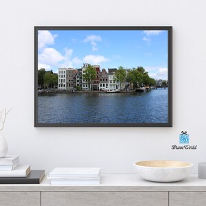 Amsterdam Netherlands Photograph Print, Dutch Architecture, Amsterdam Canal Houses, Amsterdam City Print, Floating Homes, Canal Wall Art