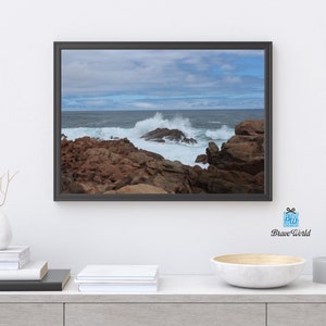 Kanal Rocks Yallingup Westaustralien Fotografie Druck, Kanal Rocks Druck, Wellen an Felsen, Margaret River Region, braunes Dekor