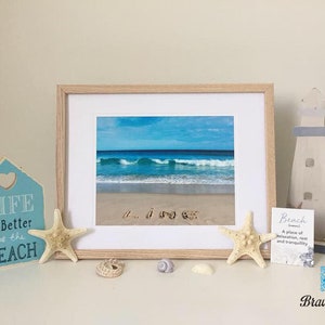 Personalised Name Beach Theme Photograph Print, Personalized Name, Name Hand Written On Beach Sand, Beach Print, Sand Writing, Beach Decor
