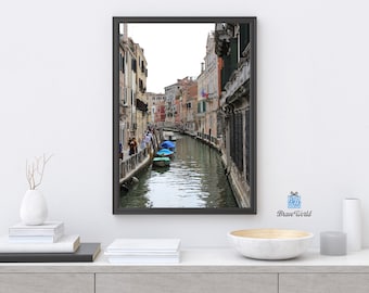 Venice Gondolas, Venice Italy Photograph Print, Venice Houses, Venetian Lagoon, Venezia, Venice Canals, Boats, Home Decor, Venice Wall Art