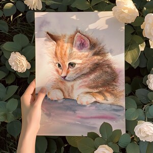 Watercolor Cat Painting, Animal Wall Art, Kitten Art Print, Animal, illustration, Home decor, Nursery, Pet portrait
