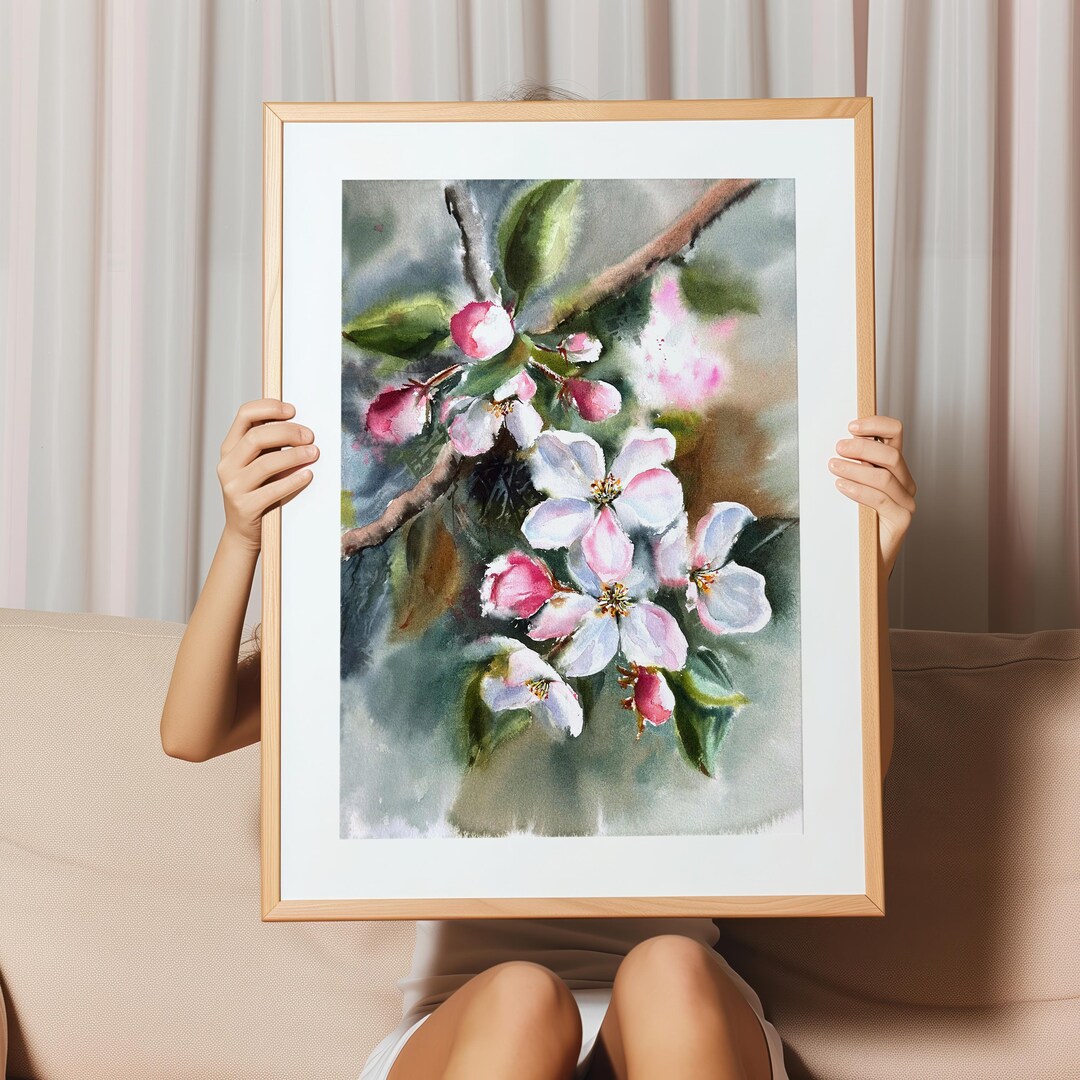 Apple Blossom Art Print, Blossom Watercolor Print, Spring Flowers ...