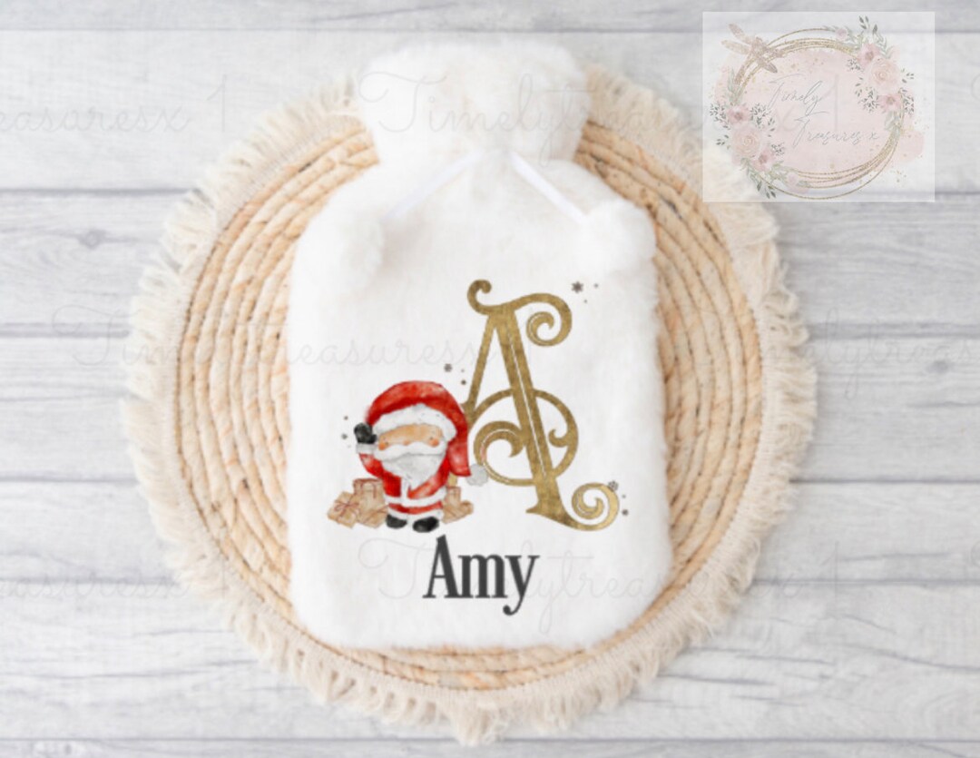 Christmas Santa Initial Hot Water Bottle Etsy