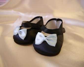 DOLL SHOES | Black shoes | Mary-Jane shoes | blue bow | 3.5 inch | 9cm | ideal for handmade dolls | doll making accessories | shoe for dolls