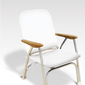 FORMA MARINE Heavy Duty OVERSIZED Folding Boat Chair with Teak Armrests - 120Kg/ 260Lbs Body Support-B100