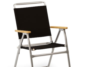 FORMA MARINE Folding Aluminum Outdoor Chair with Teak Armrests-Recacril Fabric-PA160T