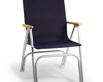 FORMA MARINE Folding Aluminum Boat Chair With Teak Armrests Uniform Fabric  M120 