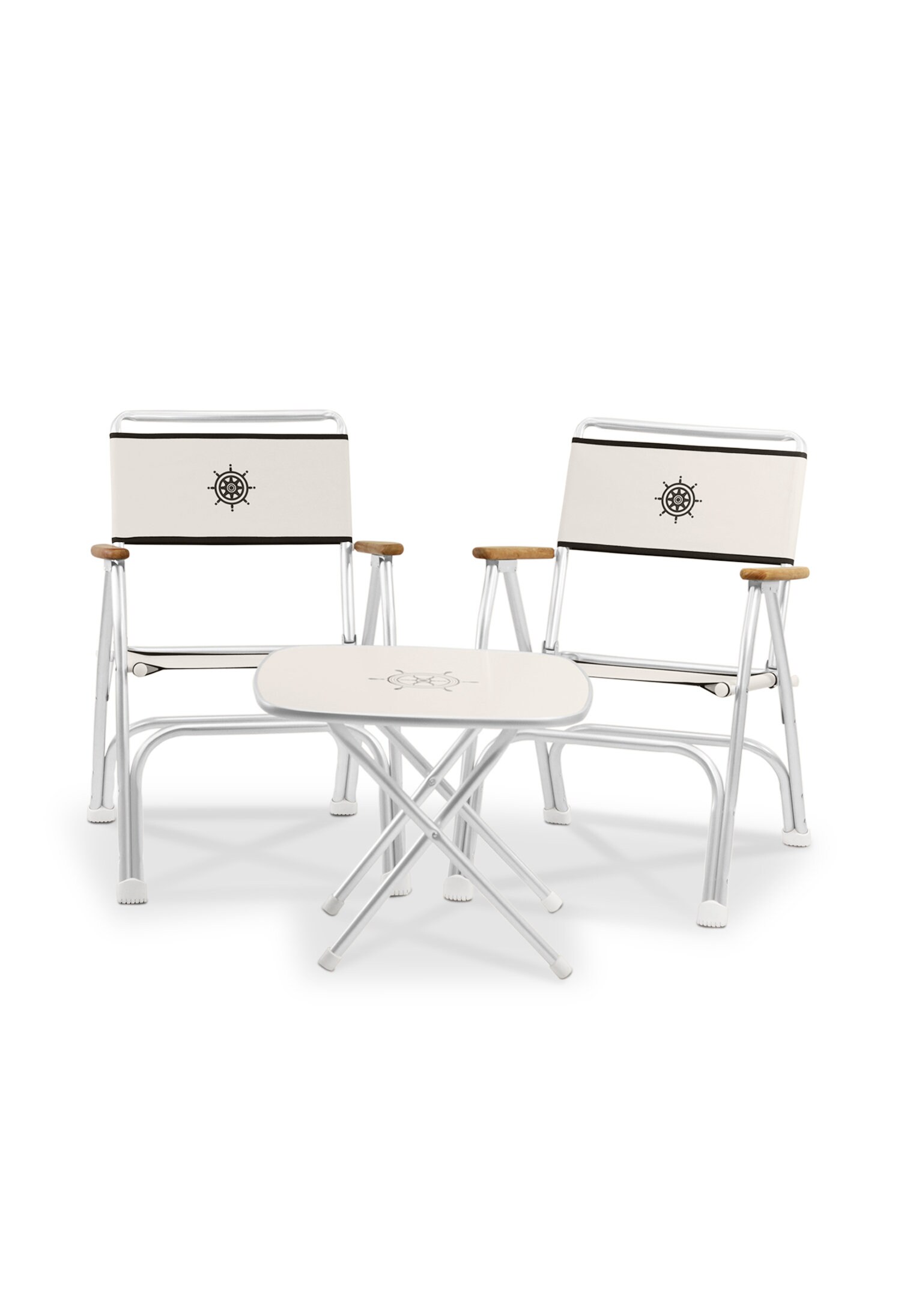 FORMA MARINE Lot De 2 Chaises Bateau Pliables Aluminium Et Bambou - Chaises Écologiques Avec Accoudoirs Gris