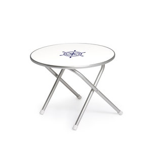 FORMA MARINE Folding Aluminum and Melamine Round Boat Table Φ61 x 49 cm-M300