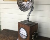Steam Punk up-cycled Pressure Gauge box lamp, usb phone charger