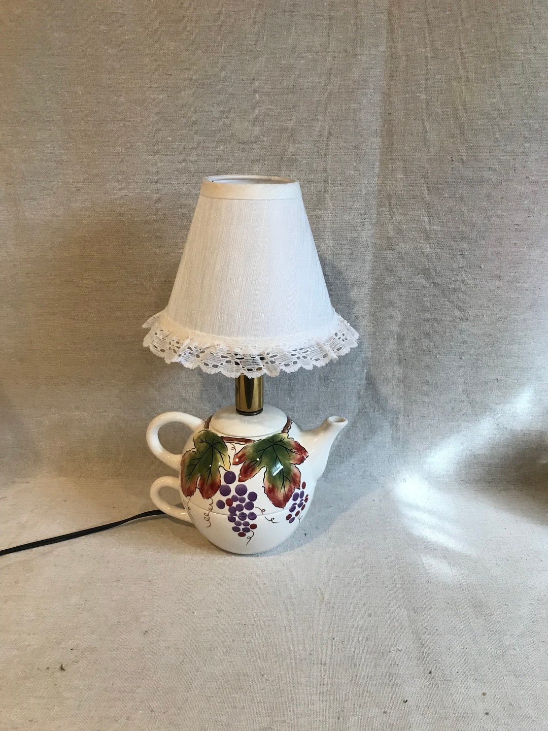 Upcycled Tea Pot Lamp Stone Lite Etsy