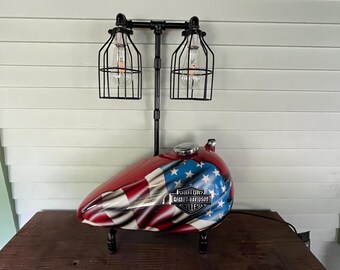 Harley Davidson soft tail split Gas Tank Table Lamp ( Man cave ) Made in the USA