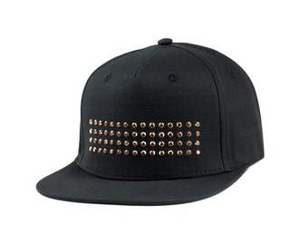 SnapBack Cap zwart klinknagel ontwerp koperen grootte verstelbaar
