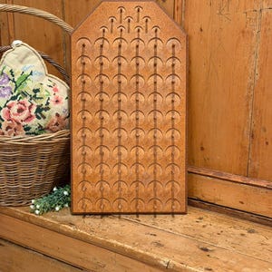 Vintage 69-Peg Wood Sewing Thread Spool Bobbin Holder Rack | Wall Mount Sewing Storage