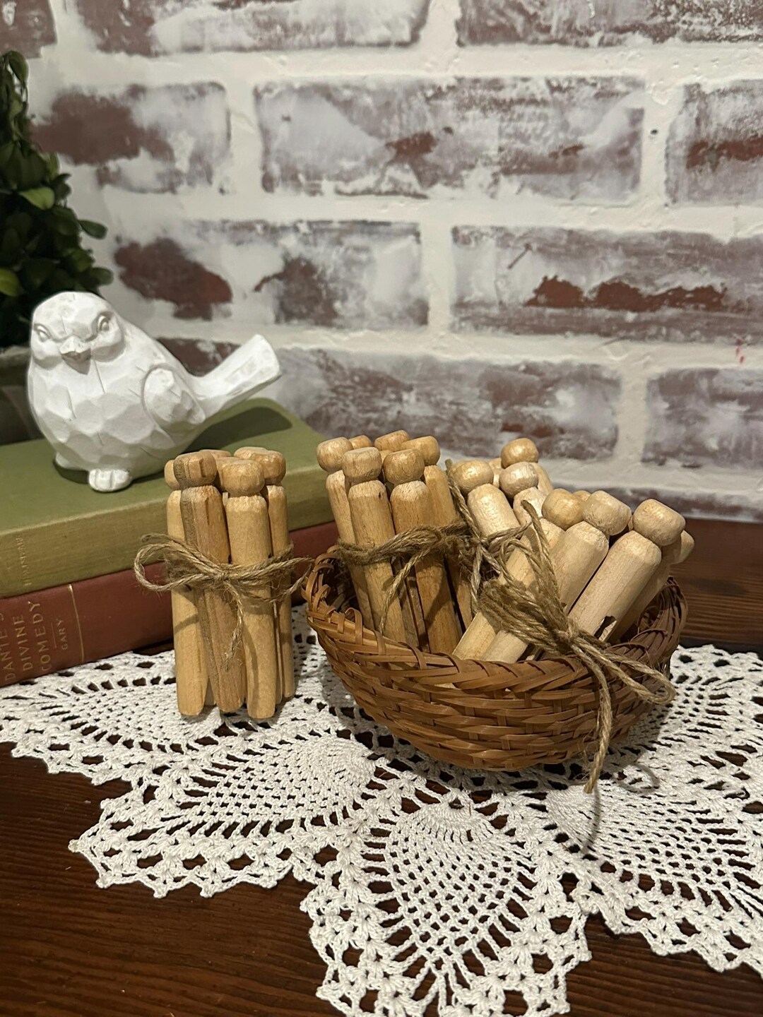 Bundle of 7 Vintage Wooden Clothespin | Vintage Laundry | Line Drying ...