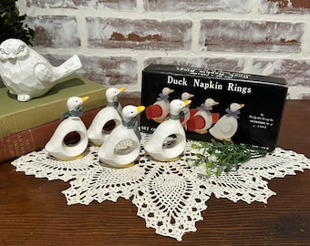 イギリス アンティーク ナプキンリング４個 コベントガーデン購入品 CYF-ヴィンテージダックナプキンリングセット（4個入り）-素朴な