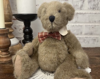 Vintage Boyds Bear Mr Smythe 30,5 cm (12 po.) avec collier et noeud papillon | ours en peluche à collectionner vintage | Décoration de chambre d'enfant | Collection d'ours en peluche