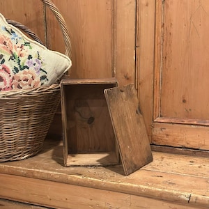 Antique Primitive Wood Box w/ Slide Lid & Dovetail Edge | File Storage Box | Rectangular Box | Wood Chest Box | Vintage Home Decor