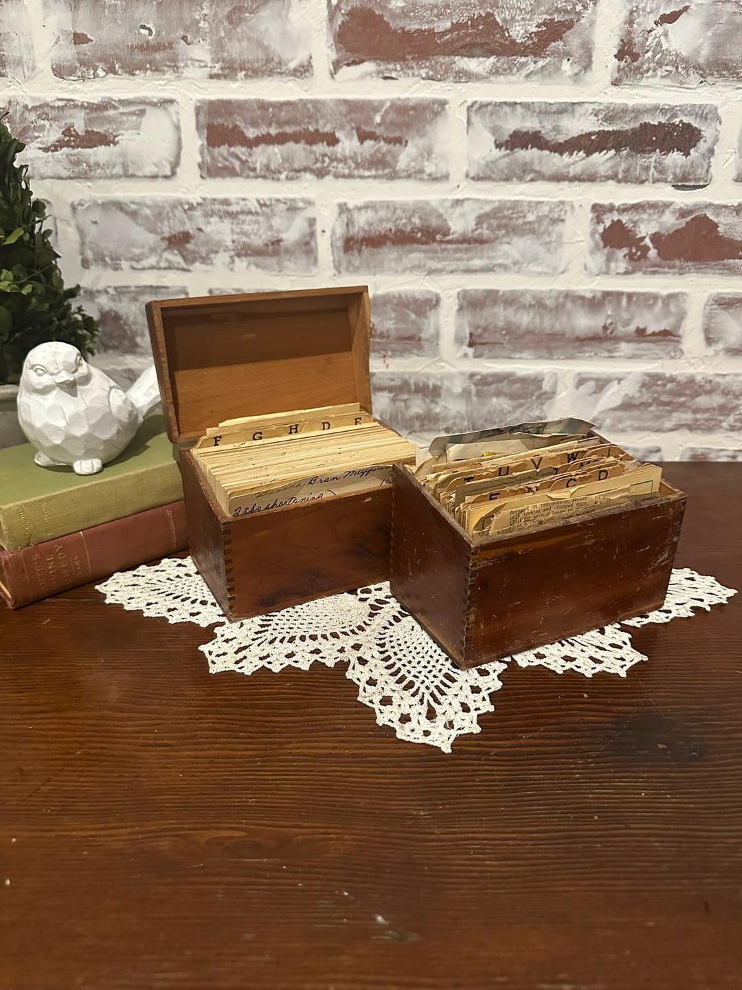 Pair of Vintage Wood Recipe Boxes W/ Hundreds of Cooking Recipes ...