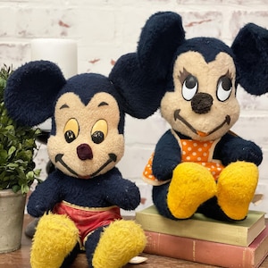 Vintage 1950s Mickey Mouse & Minnie Mouse Plush | Disney Characters | Vintage Toys | Nursery Decor | Vintage Disney Toy | Disney Collectible image 1