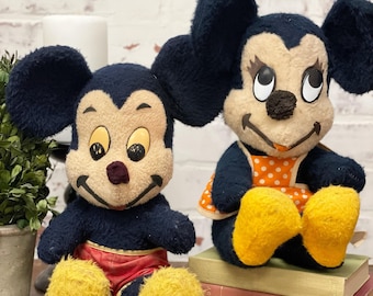 Vintage 1950s Mickey Mouse & Minnie Mouse Plush | Disney Characters | Vintage Toys | Nursery Decor | Vintage Disney Toy | Disney Collectible