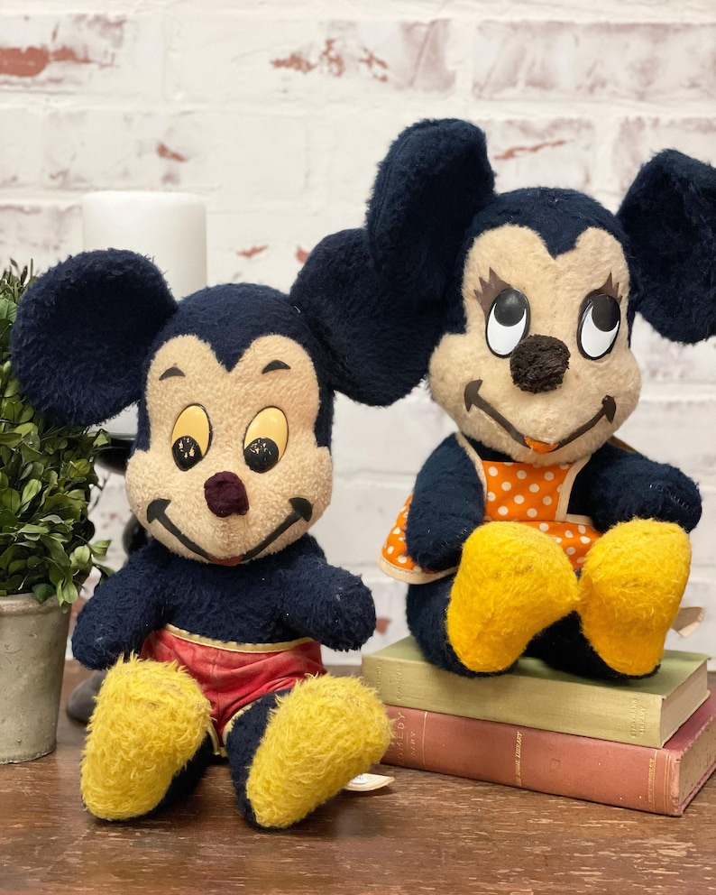 Vintage 1950s Mickey Mouse & Minnie Mouse Plush | Disney Characters | Vintage Toys | Nursery Decor | Vintage Disney Toy | Disney Collectible image 1