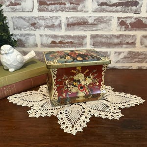 Vintage Floral Flower Floral Motif Tin Made in England by Edward Sharp & Sons | Decorative Metal Tin Container | Home Decor | Vintage Tin