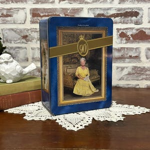 Vintage 90th Birthday Queen Elizabeth Tin Can | Made in Scotland | Rectangular Tin Can | Decorative Metal Tin Can | Home Decor | England