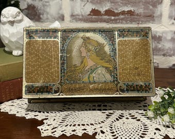 Antike Withmans Salmagundi Hinged Metal Blechdose Cir. um 1900 | Dekorative Blechdose | Schmuckschachtel | Sammler Blechdose | Vintage Dekor
