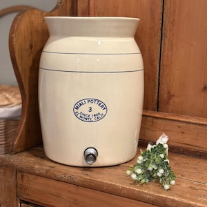 Vintage Miali Pottery 3 Gallon Stoneware Water Crock w/ Lid Excellent Condition | El Monte, California | Country Cottage Farmhouse Kitchen
